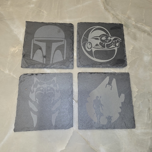 Mandalorian Star Wars The Child Slate Coaster Set - Picture 2 of 3